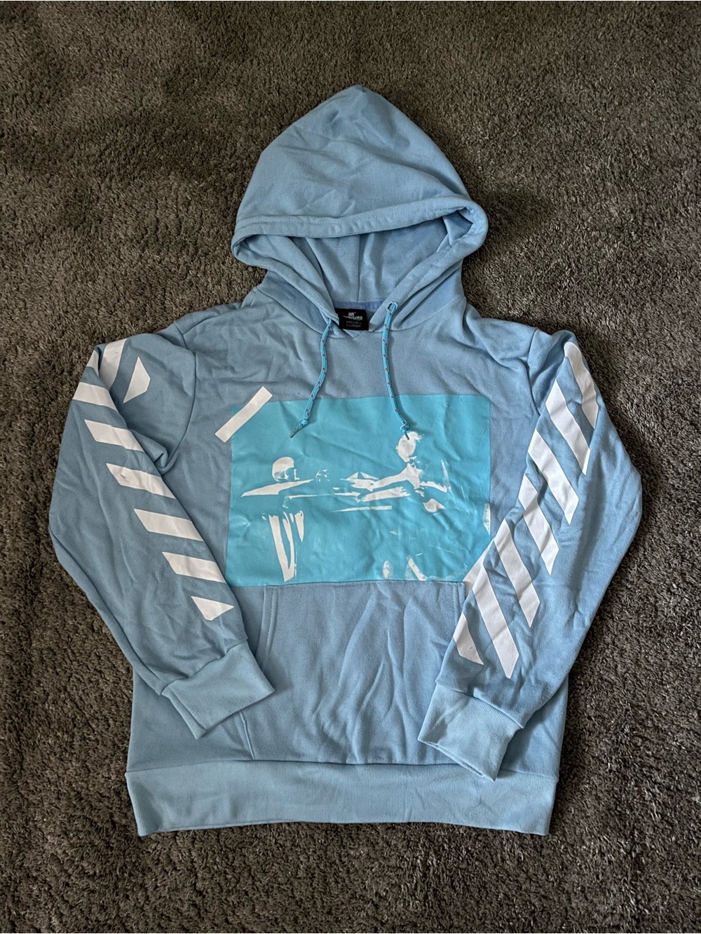 Vintage Y2K Undefeated Caravaggio White 13 Light Blue Hoodie Men Size Large